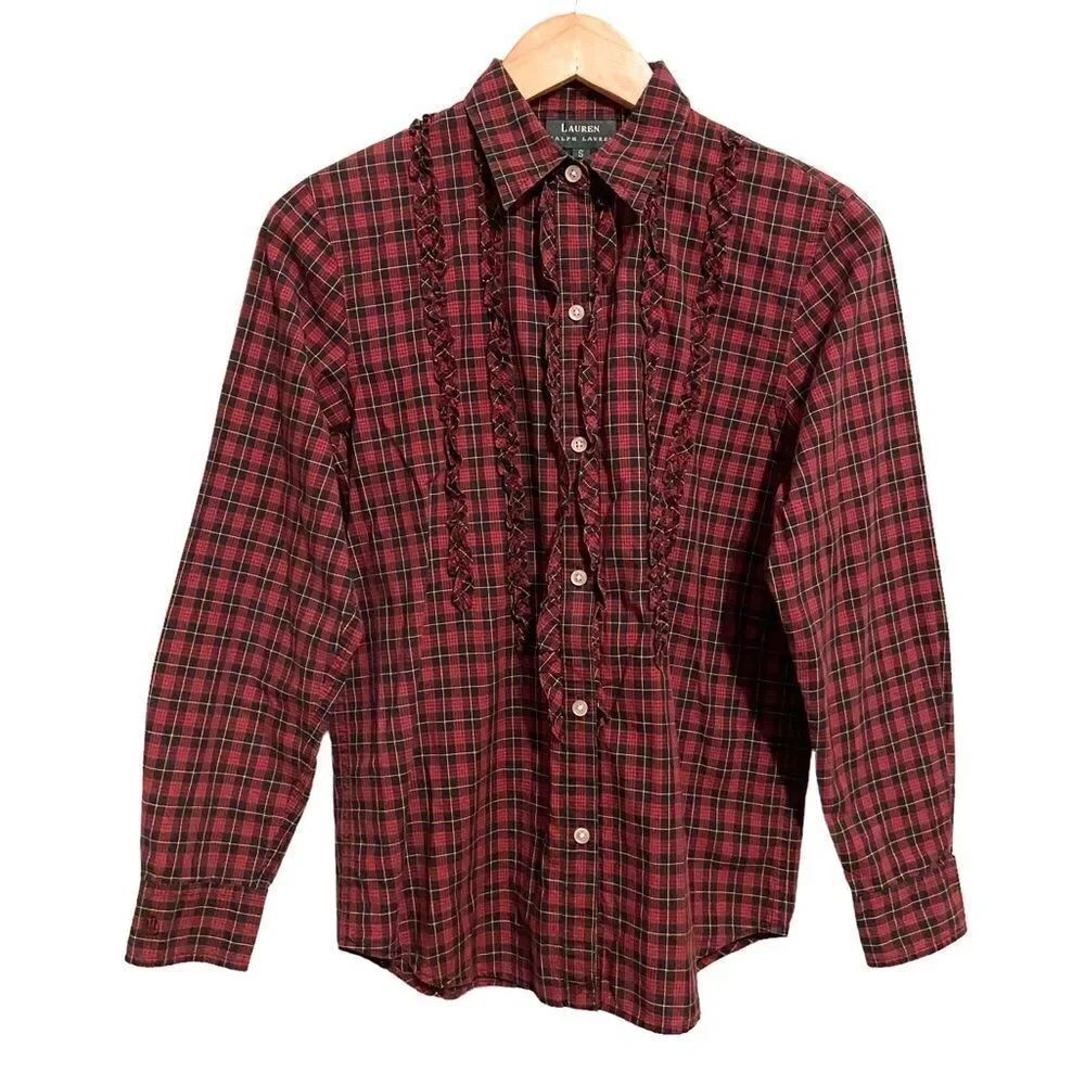 Lauren Ralph Lauren Long Sleeve Plaid Top in Size Small